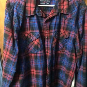 American Eagle Outfitters Red and Blue Plaid Shirt